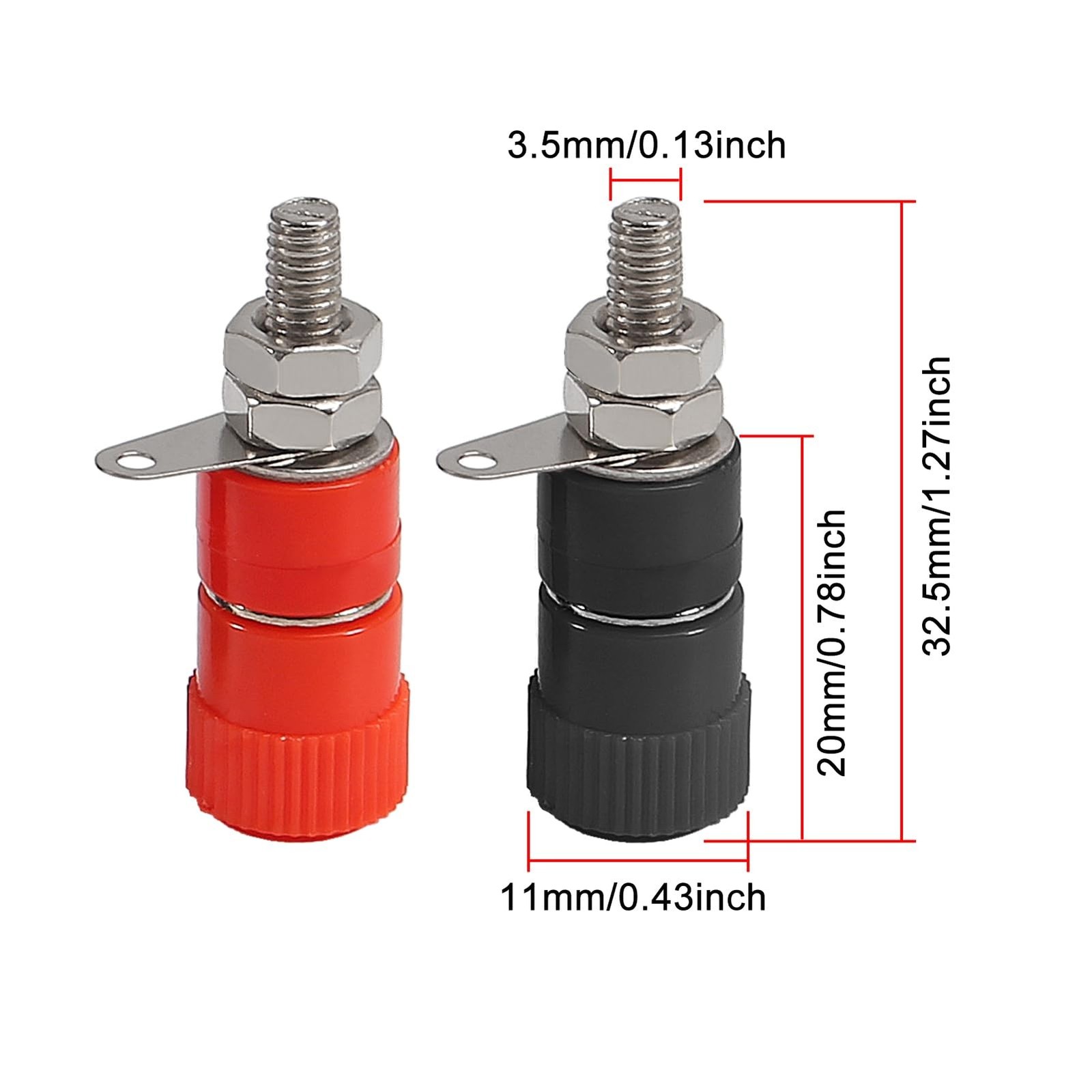 30PCS Binding Posts Terminals 4mm Banana Plug Socket & Red and Black Gold Pla...
