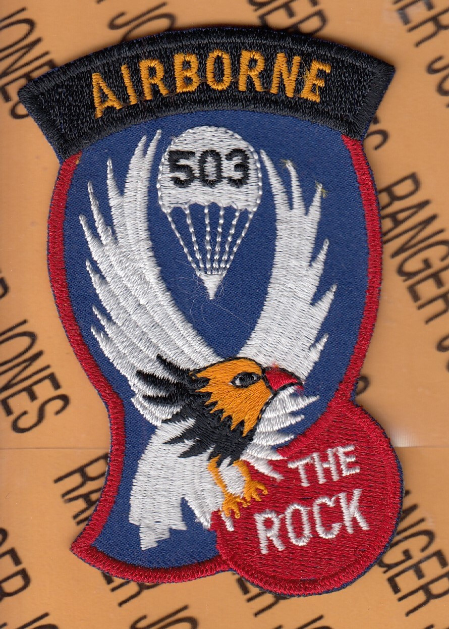 US Army 503nd Airborne Infantry Regt THE ROCK ~3.75" pocket patch c/e D