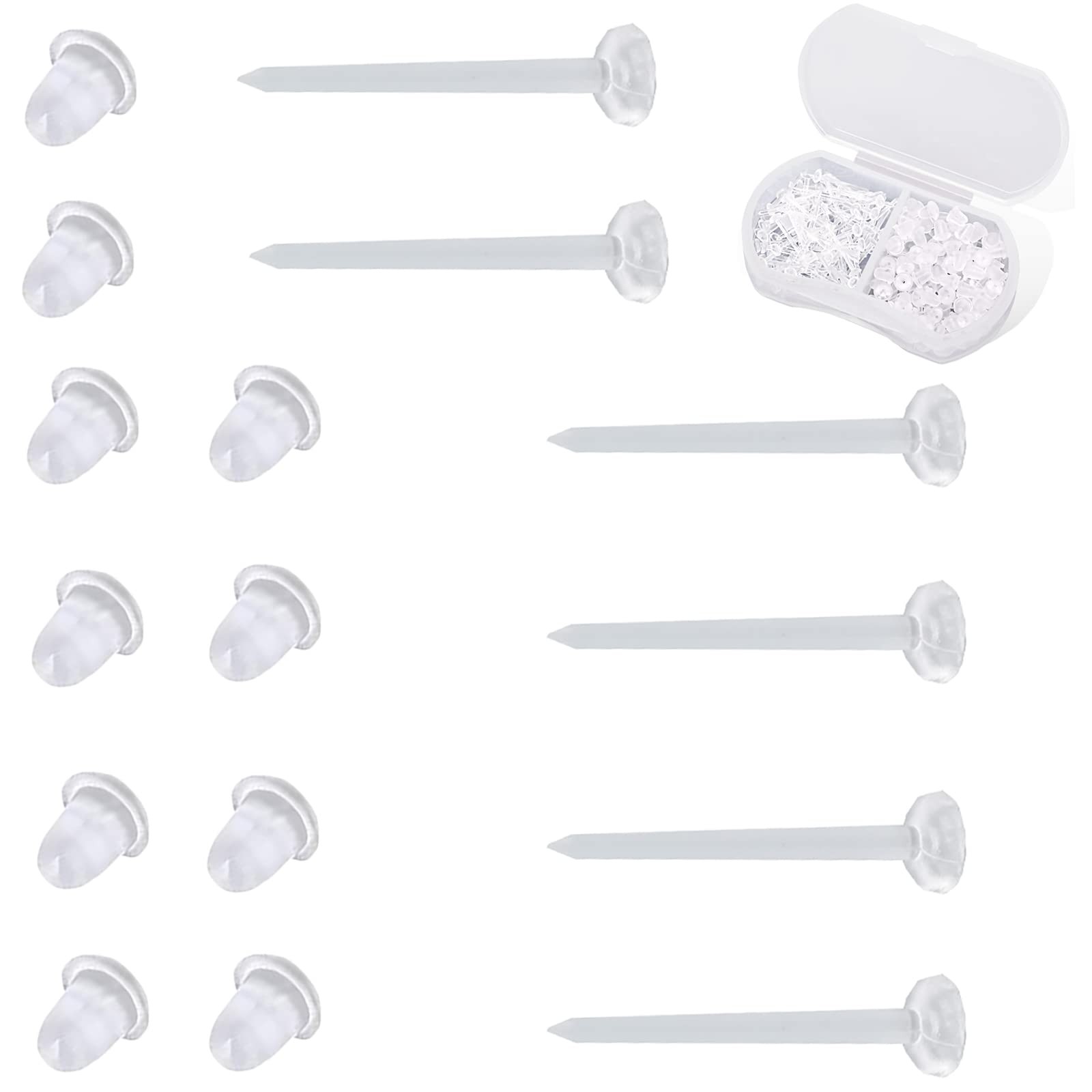 Plastic Earrings Invisible Clear Post Studs for Sports Work Flat Silicone 200