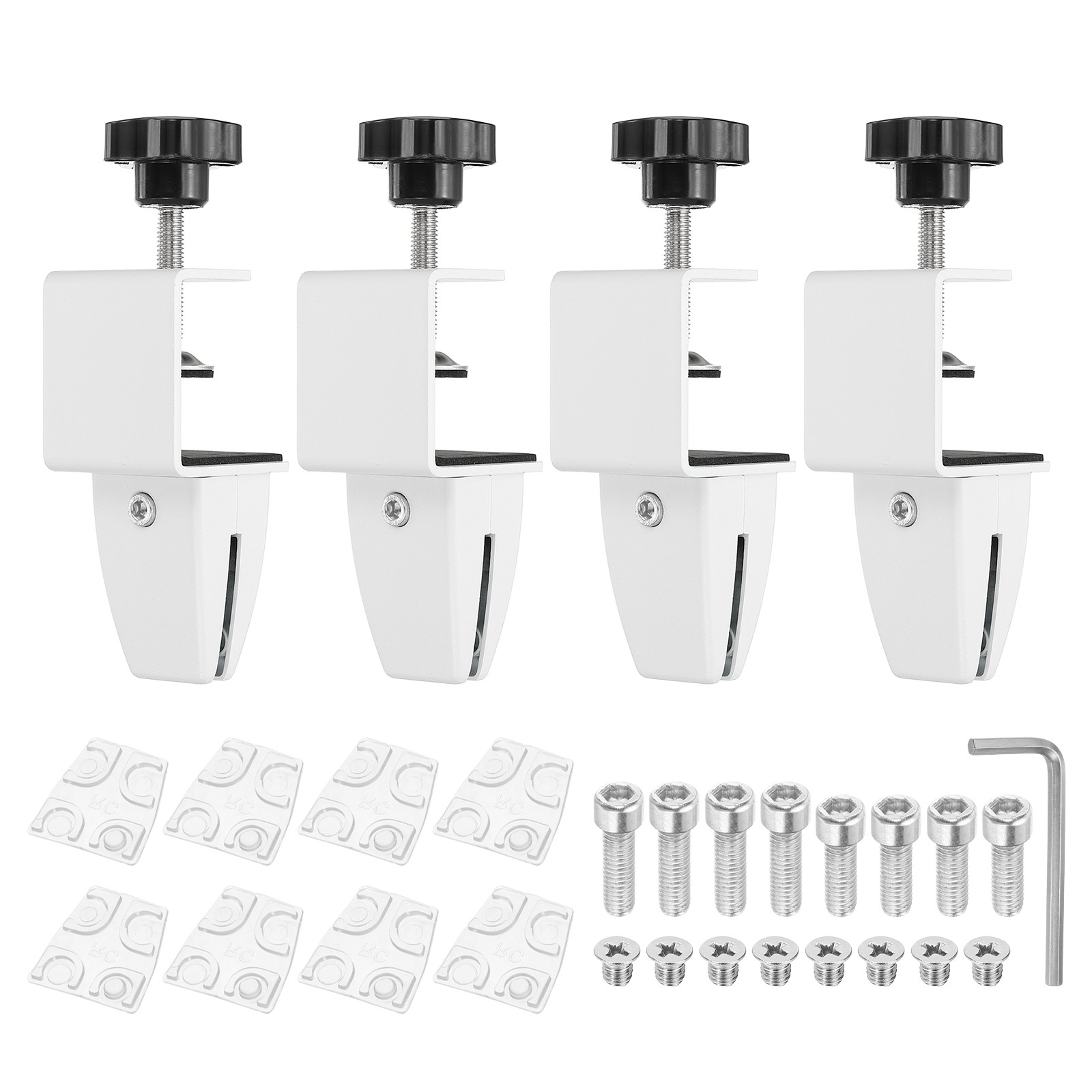 4Pcs Adjustable Desk Divider Partition Clips, Sneeze Guard Support, White