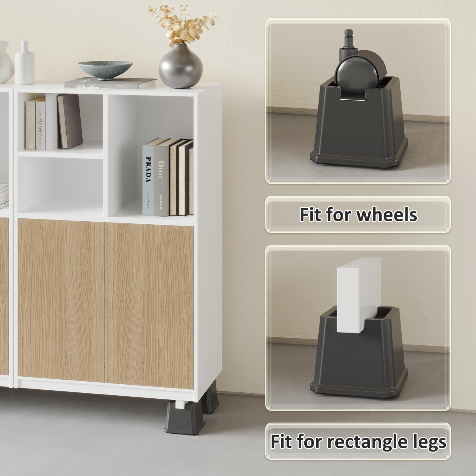9 Pack Bed Risers 3" - Furniture Elevators for Wheels, Anti-Slip, Stackable, 1,5