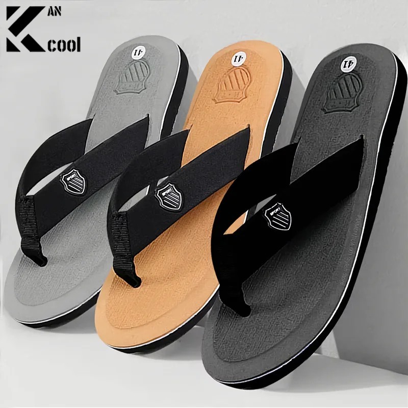 Men's Casual Flip Flops Fashion Beach Shoes Men Summer Non-Slip Flat Slides Mens
