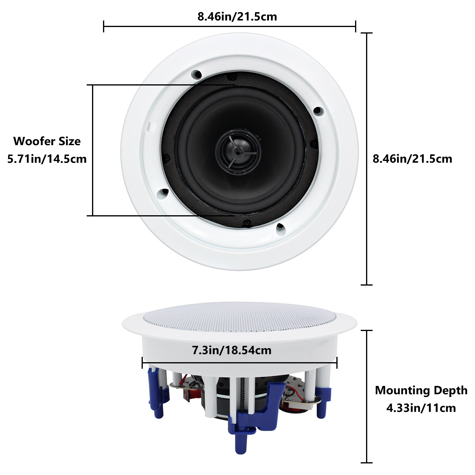 Herdio 5.25" Bluetooth Ceiling Speakers 2-Pack 300W Flush Mount Stereo