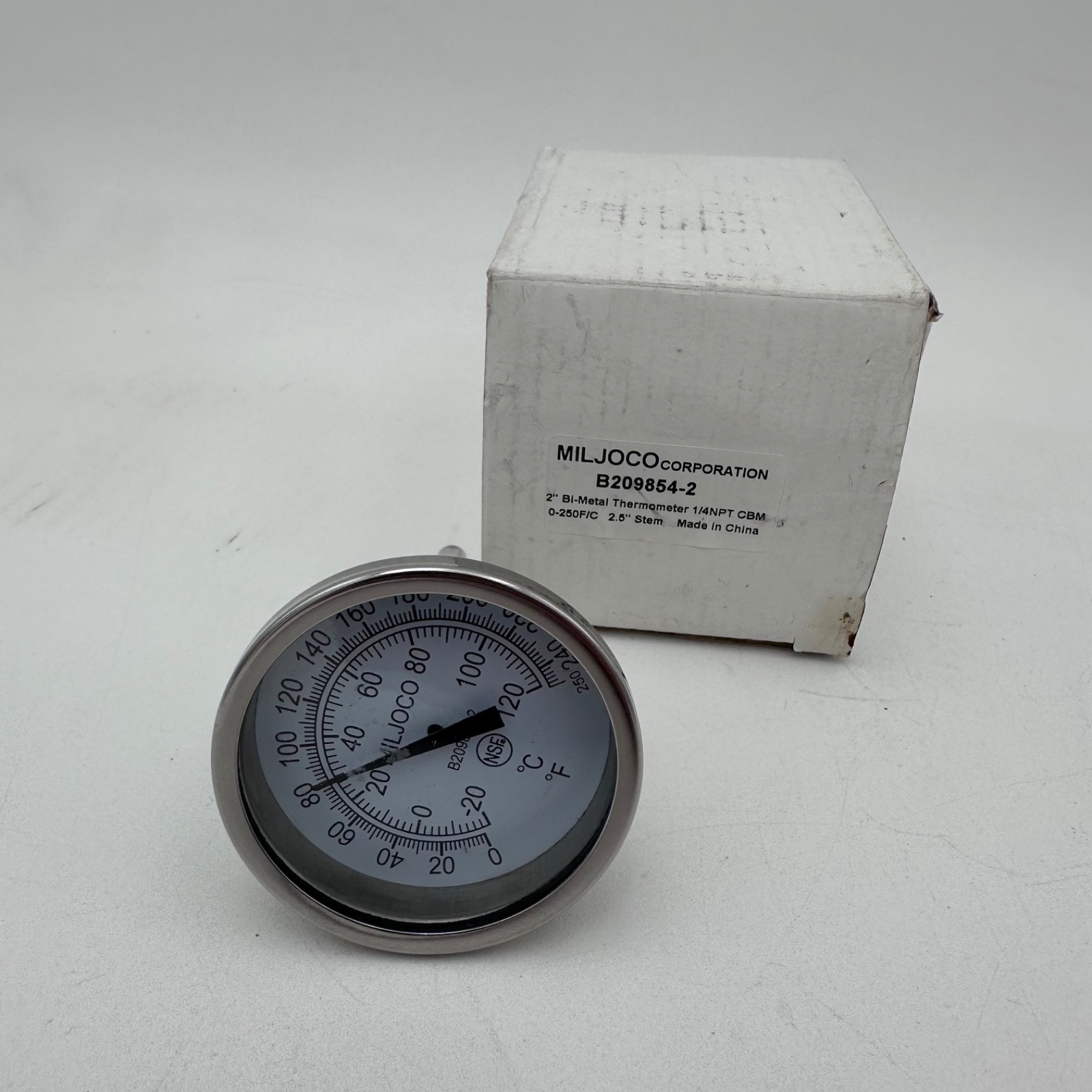 Miljoco Gauge Thermometer B209854-2 - 0 to 240 F - -20 to 120 C NEW
