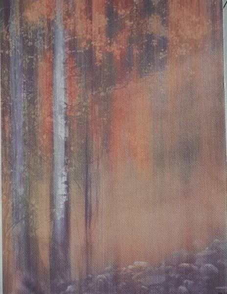 Amber Woods Designer Printed AIDA Fabric. Canvas for embroidery with an appli...