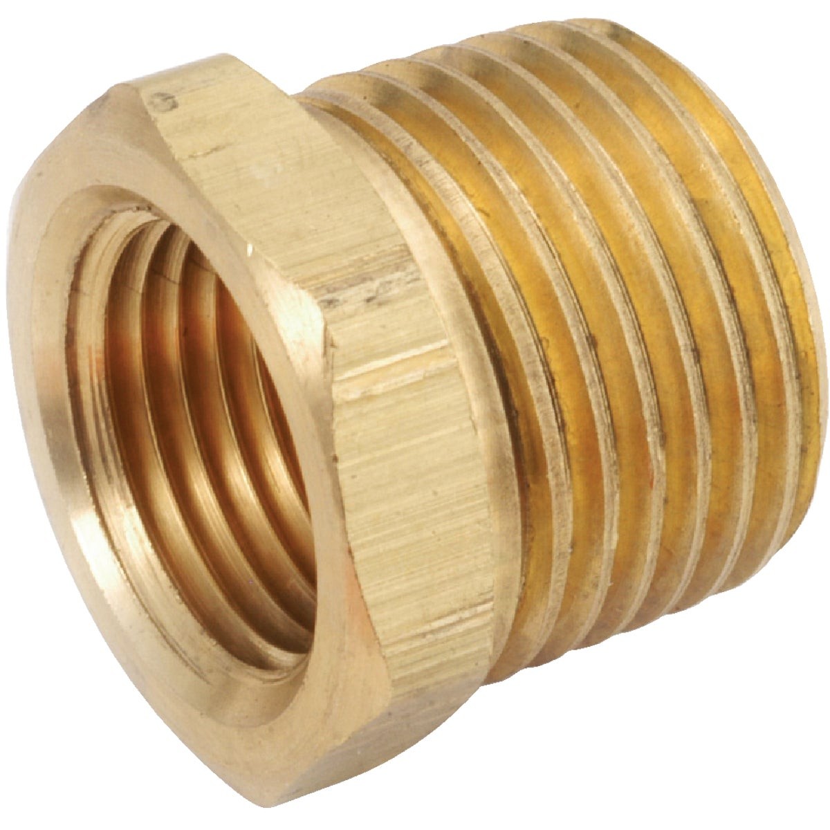 Anderson Metals 1/2 In. MPT x 3/8 In. FPT Yellow Brass Hex Reducing Bushing Pack