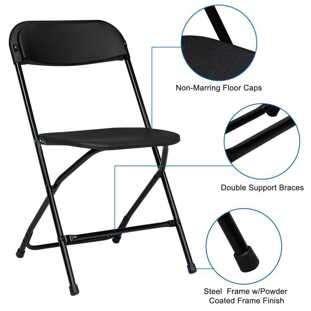 10PCS Black High Quality Commercial Wedding Stackable Folding Steel Chairs Party