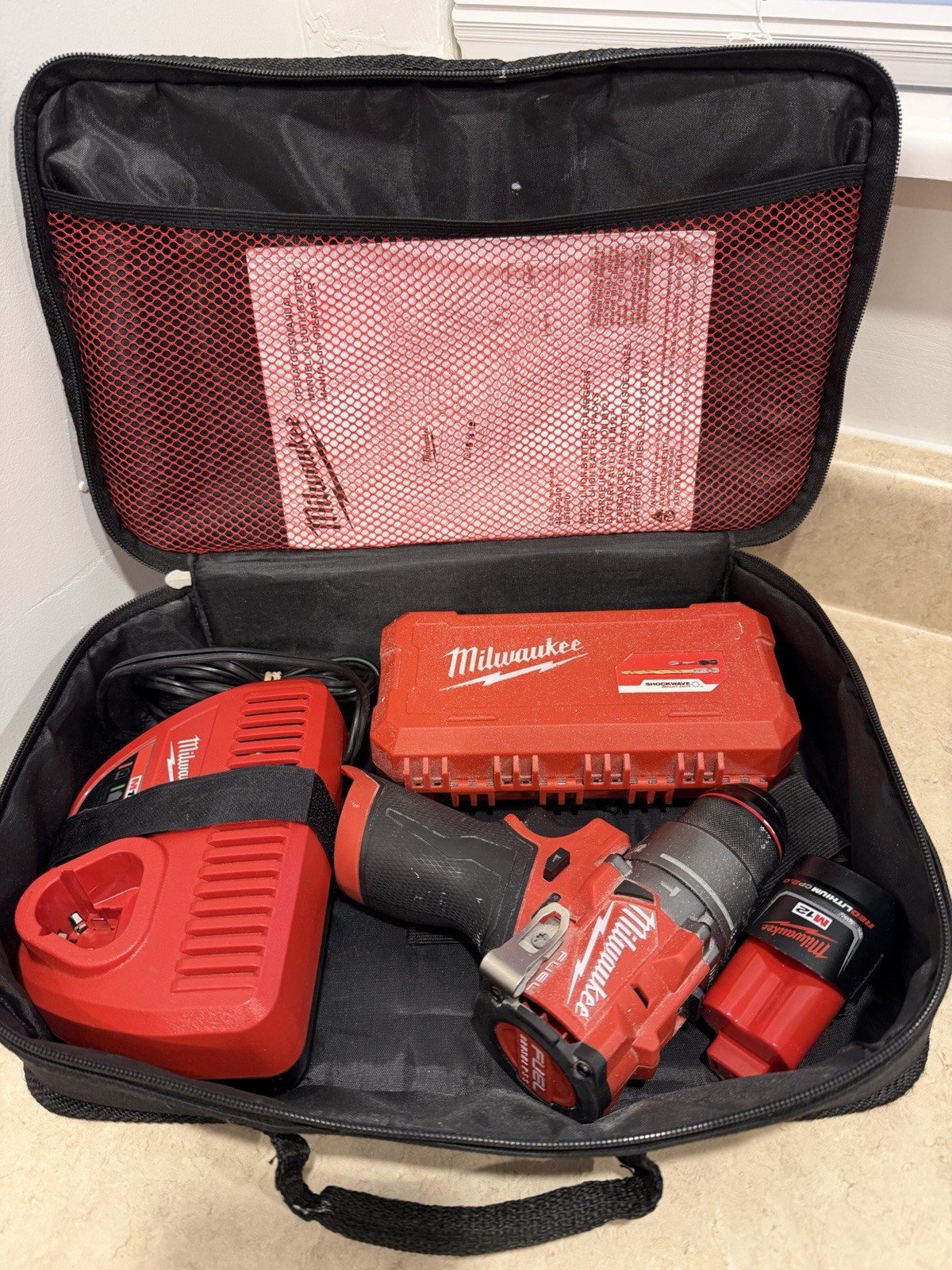 Milwaukee M12 FUEL 3404-20 1/2in Hammer Drill/Driver w/ 2.0btry +Chgr + Bit Set