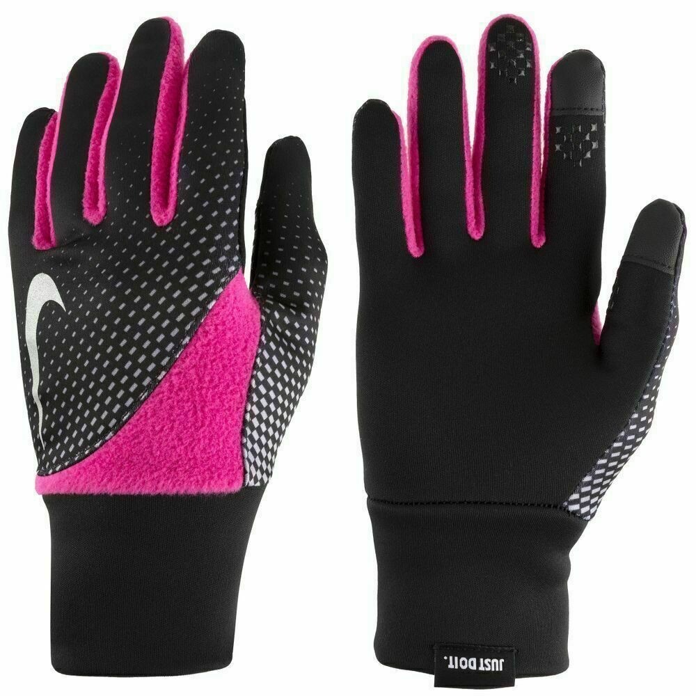 Nike Element Thermal Run Gloves Womens Medium Graphic Black/Vivid Pink/Silver