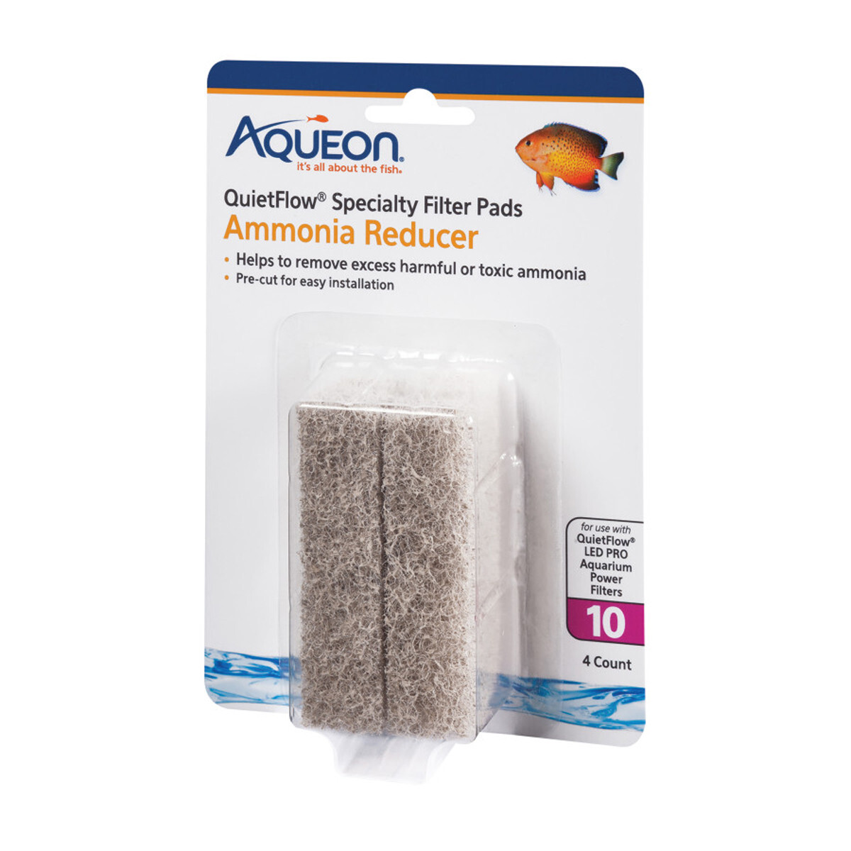 Aqueon QuietFlow Size 10 Specialty Filter Pads Ammonia Reducer 4 pack