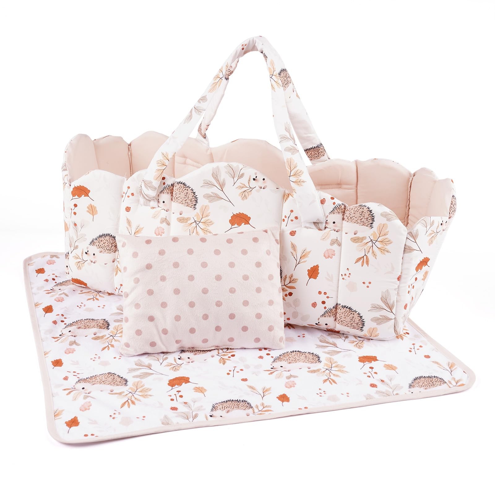 BABESIDE 3 Pcs Baby Doll 17-22 Inch Bassinet Set, Off-white