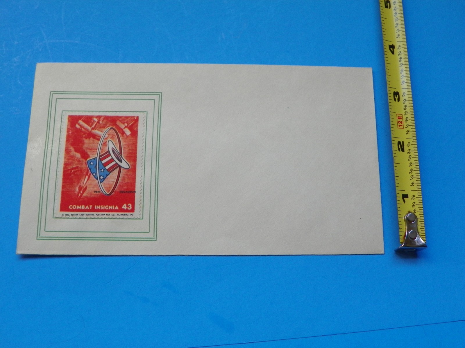 1942 ORIGINAL COMBAT INSIGNIA #43 "94TH SQUADRON" STAMP ON ENVELOPE