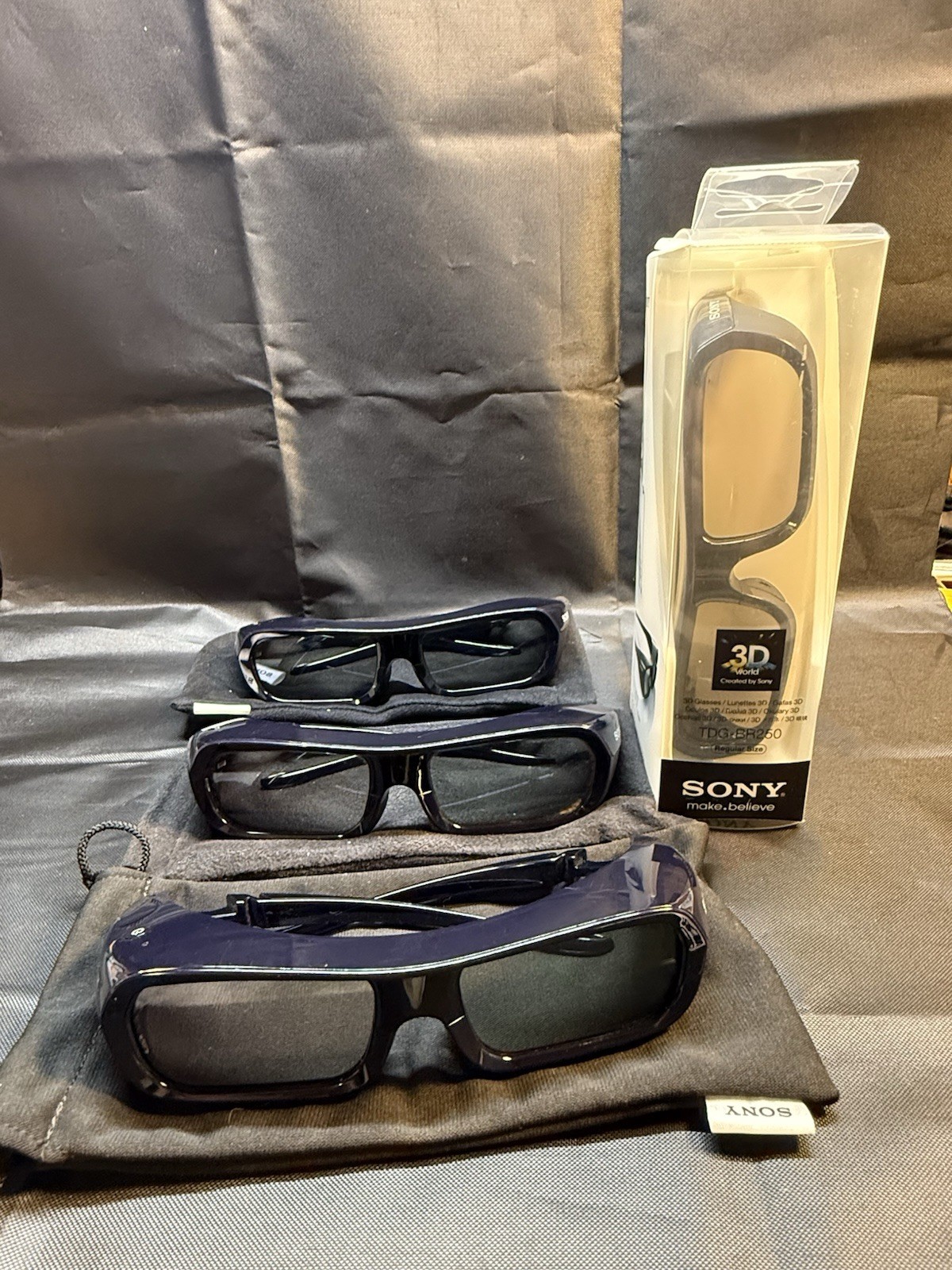 4  Sony TDG-BR250 Active 3D Glasses Rechargeable VGC With Original Bag