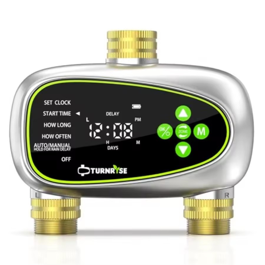 Water Timer for Garden Hose - 2 Zone Sprinkler Controller with Brass Inlet...