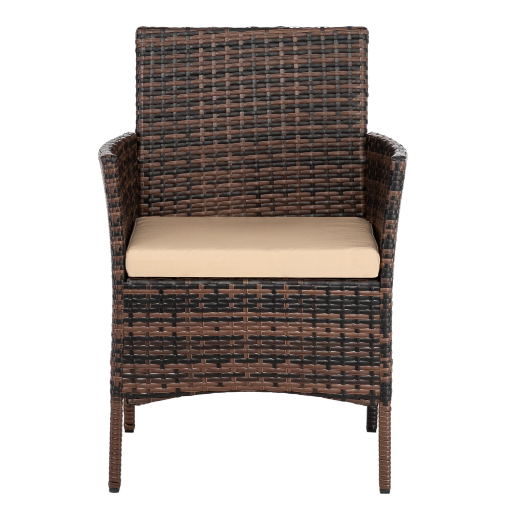4 Pieces Patio Furniture Set Rattan Sofa Set w/ Loveseat, 2 Chairs, Glass Table