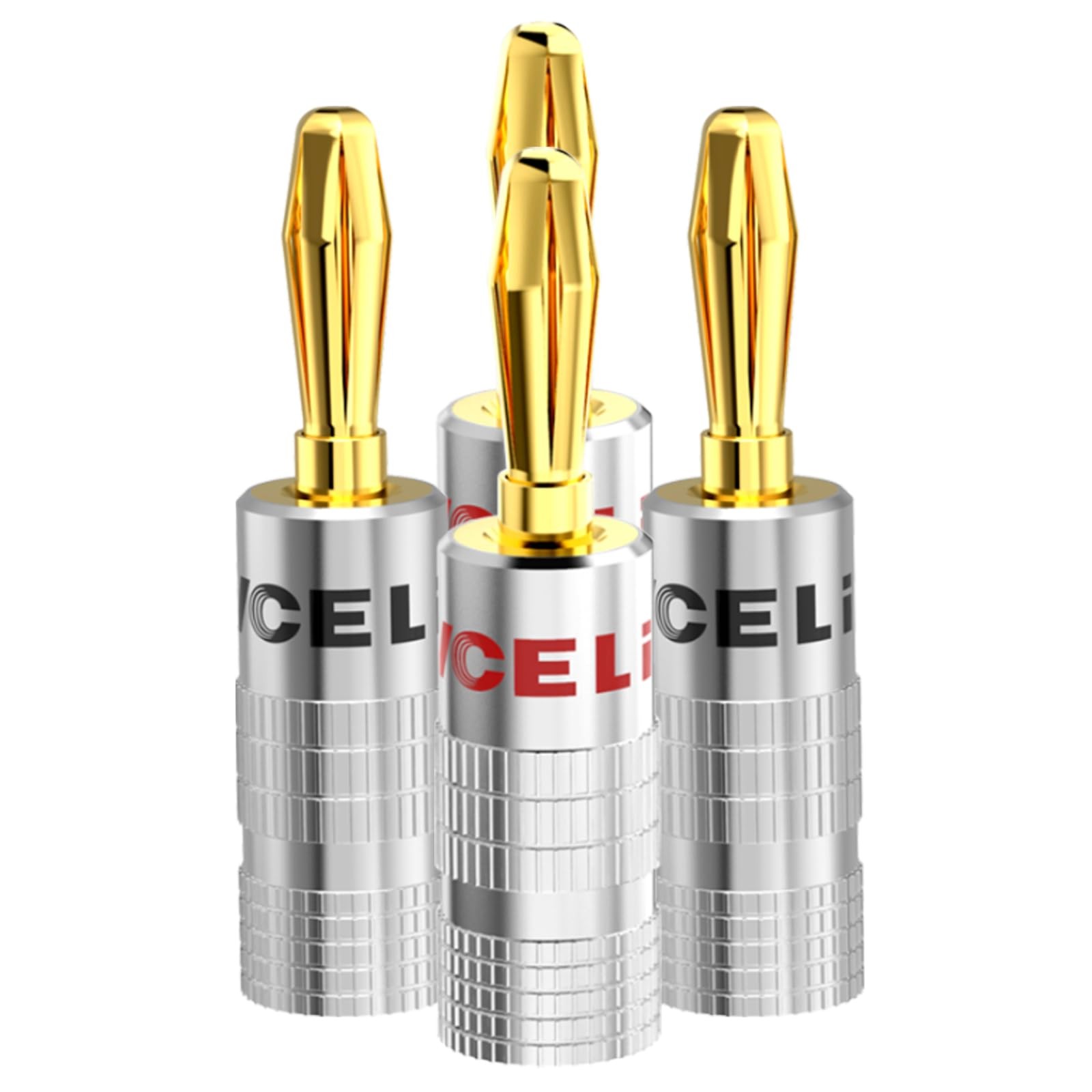 VCELINK Speaker Banana Plugs 2 Pairs/4 Pcs, 24K Gold Plated 2 Pairs