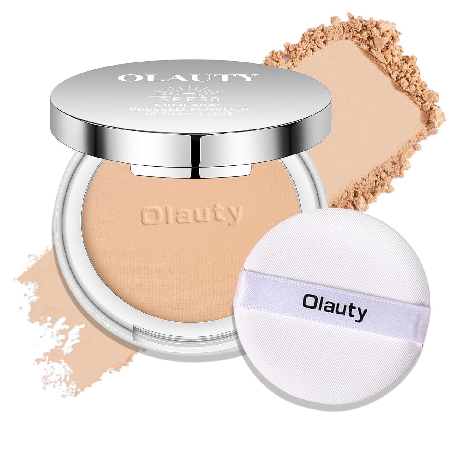 Mineral Powder Foundation with SPF 30,4-In-1 Sunscreen Pressed Powder,Foundation