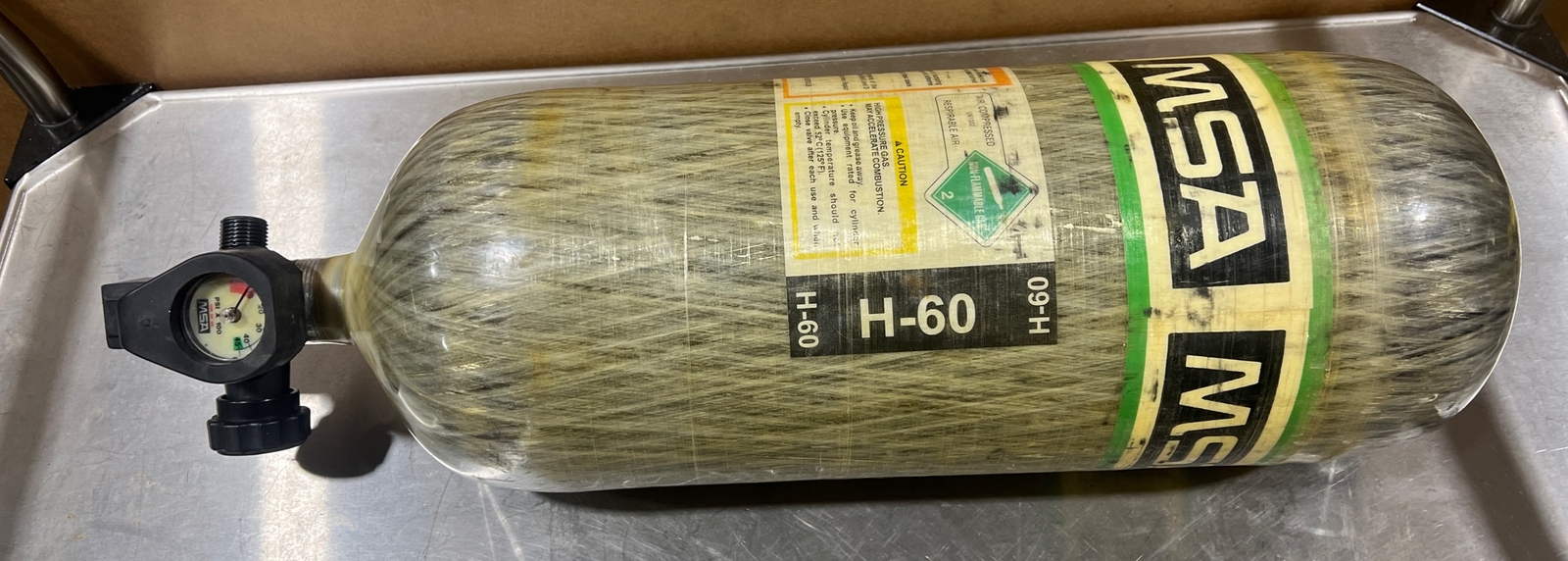 MSA H-60 60-minute Carbon-wrapped Cylinder Used Surplus. Item ID 20