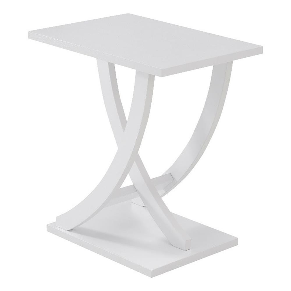 Newport Criss-Cross Chairside End Table in White Wood Finish