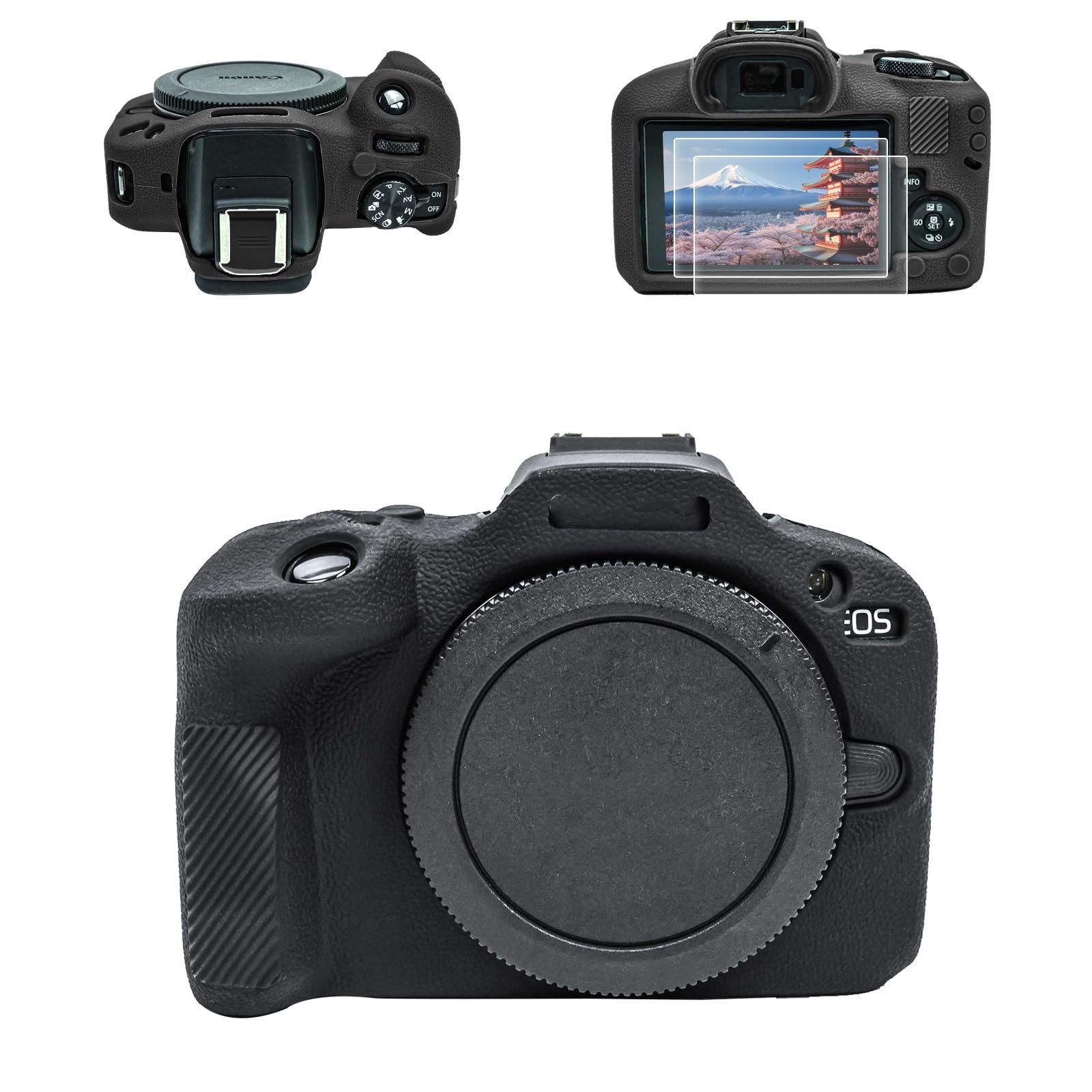 Camera Accessories Kit for EOS R100 - Silicone Case, LCD Protector (2 Pack), Hot