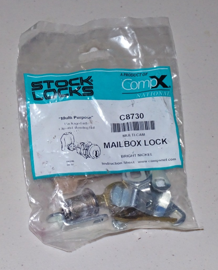 1 CompX NATIONAL C8730 MAIL BOX LOCKS 2 Keys & 5 Cams Sealed in original bag