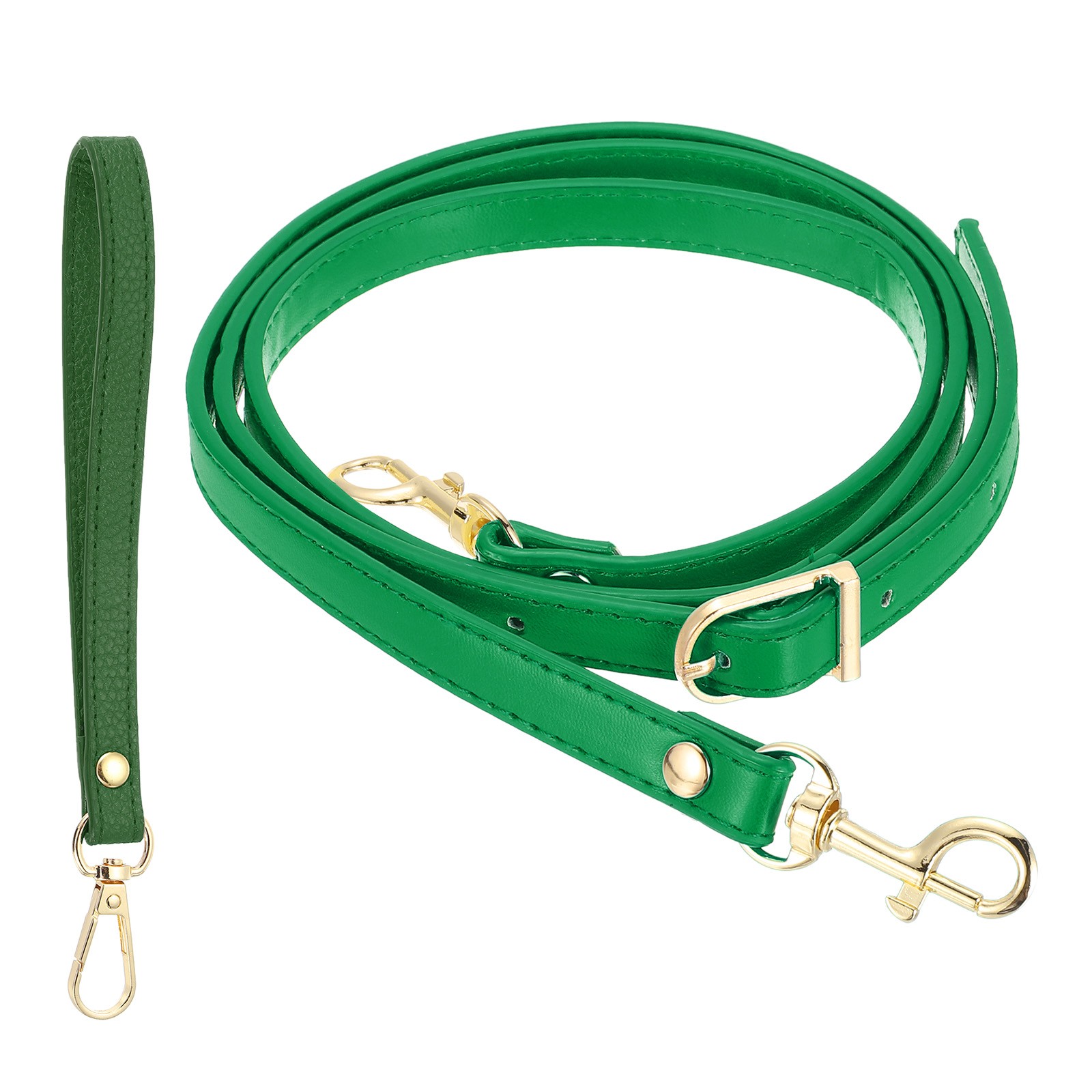 41-49 Inch Adjustable PU Leather Purse Strap with Wristlet, Green/Gold