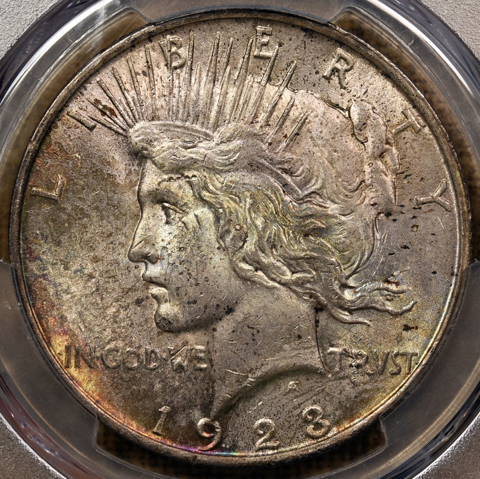 1923 Peace dollar, PCGS MS63, sweet original toning, nice! DKRC