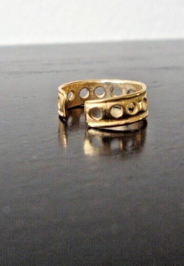 Daily Use 4 Women's ADJUSTABLE EMBOSSED HOLE PATTERN PINKY T0e Ring 925 Silver
