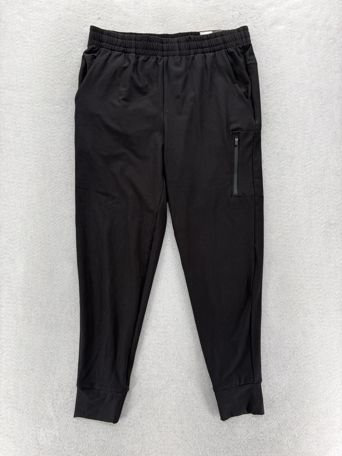 FLX Luxury Soft Jogger Pants Mens Medium Black Knit Stretch Athletic Zip Pocket