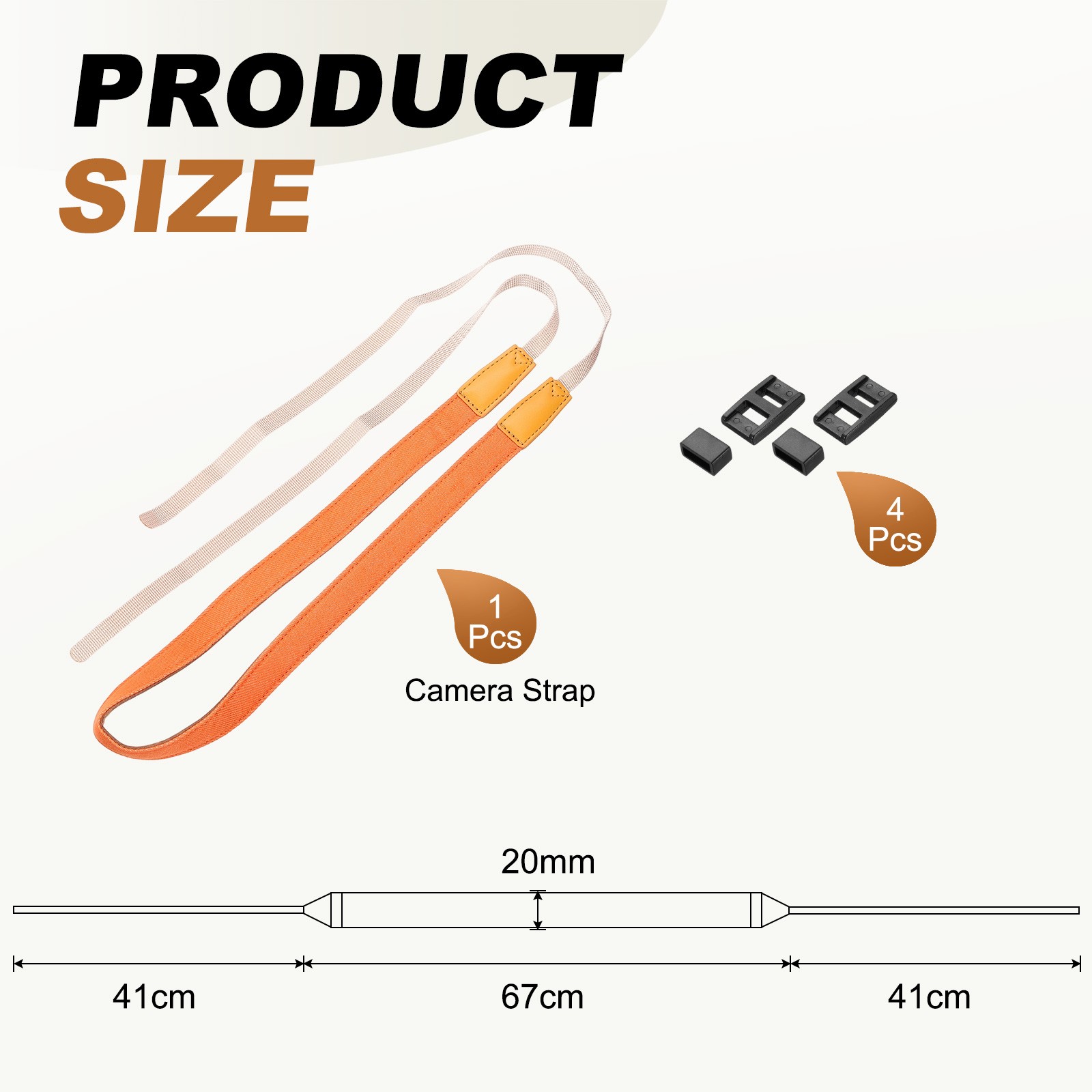 Camera Strap, 0.8" Width Nylon Adjustable Neck Shoulder Strap, Orange