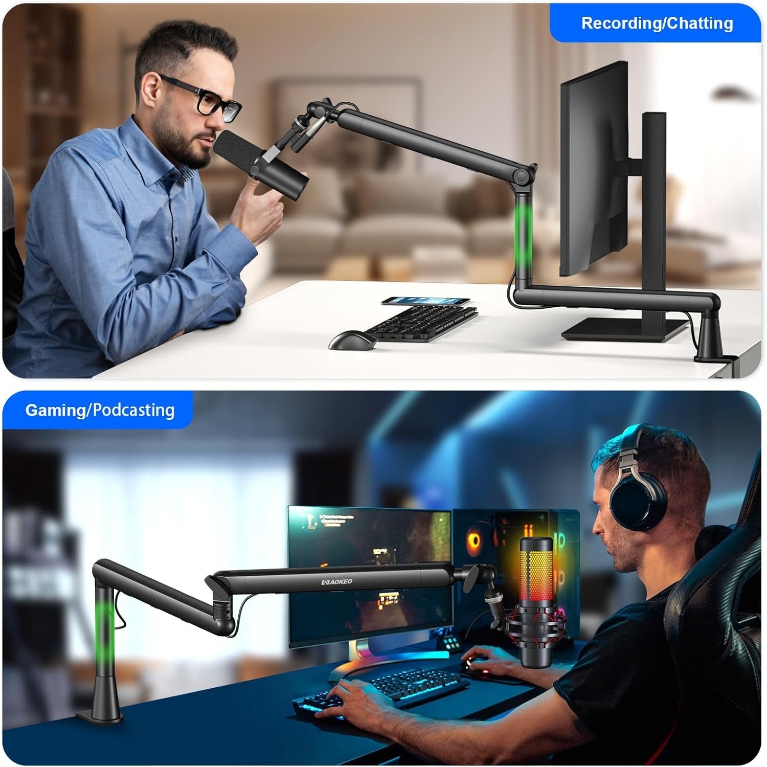 Adjustable Microphone Boom Arm for Blue Yeti HyperX Elgato Wave