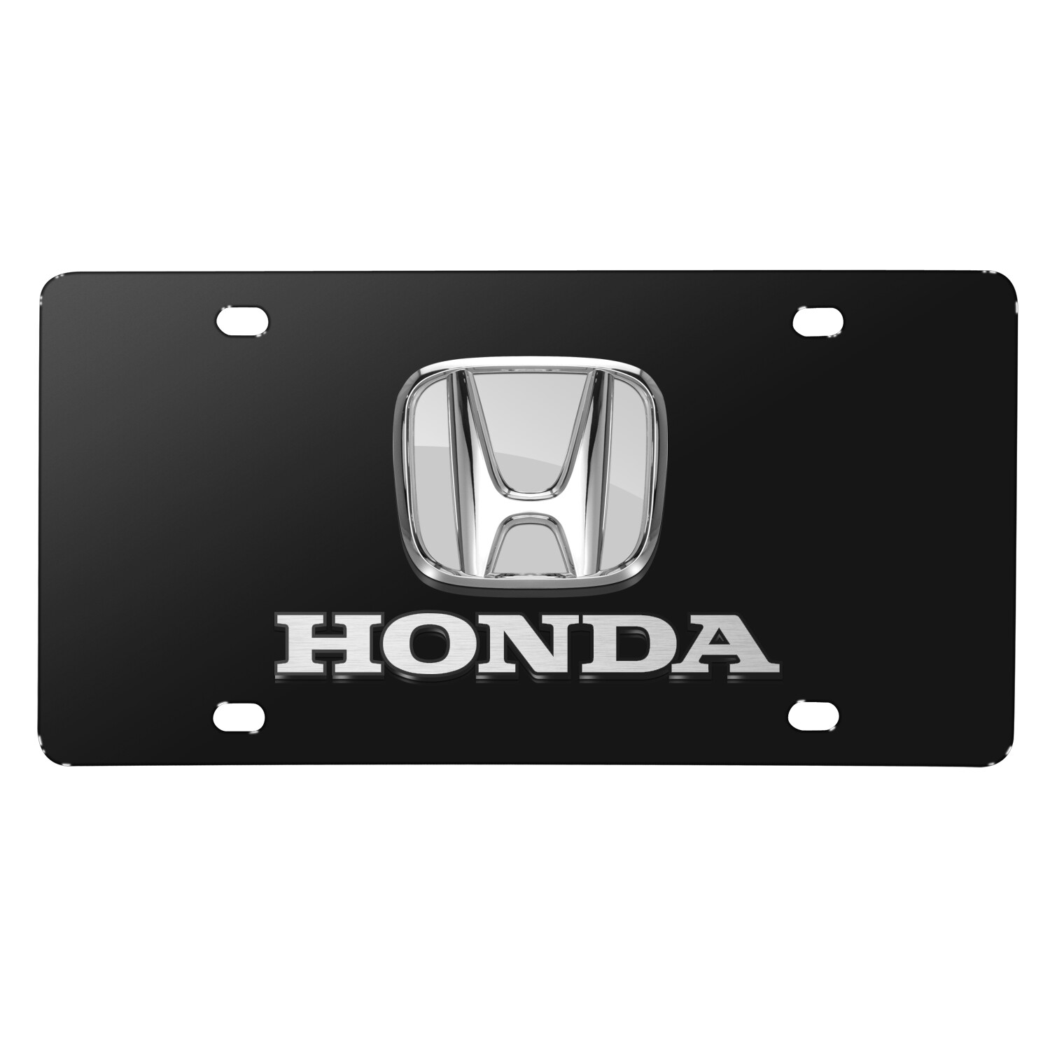 Honda 3D Chrome Metal Logo Dual Black Stainless Steel License Plate