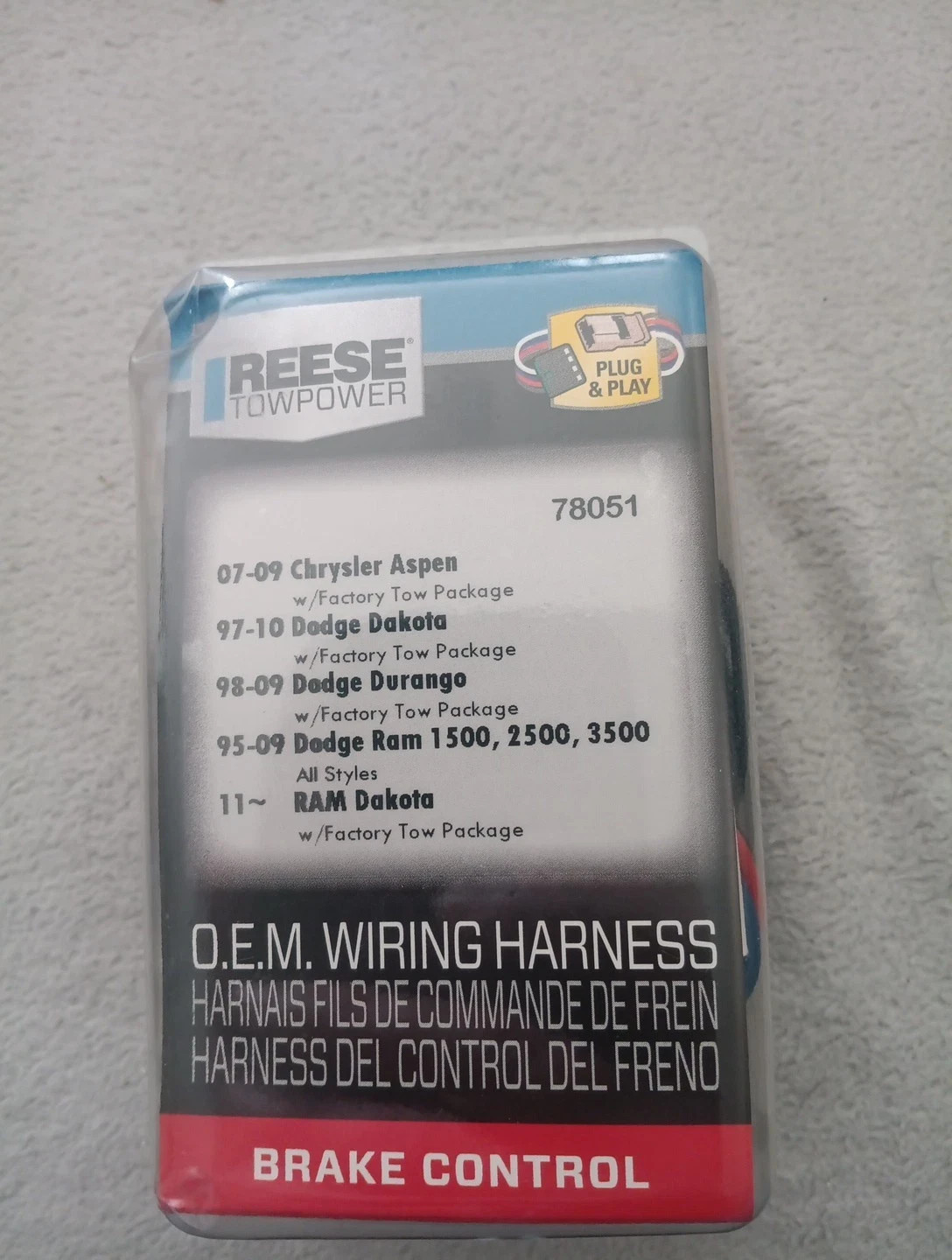 Reese Towpower 78051 Brake Control Wiring Harness Chrysler Dodge NEW