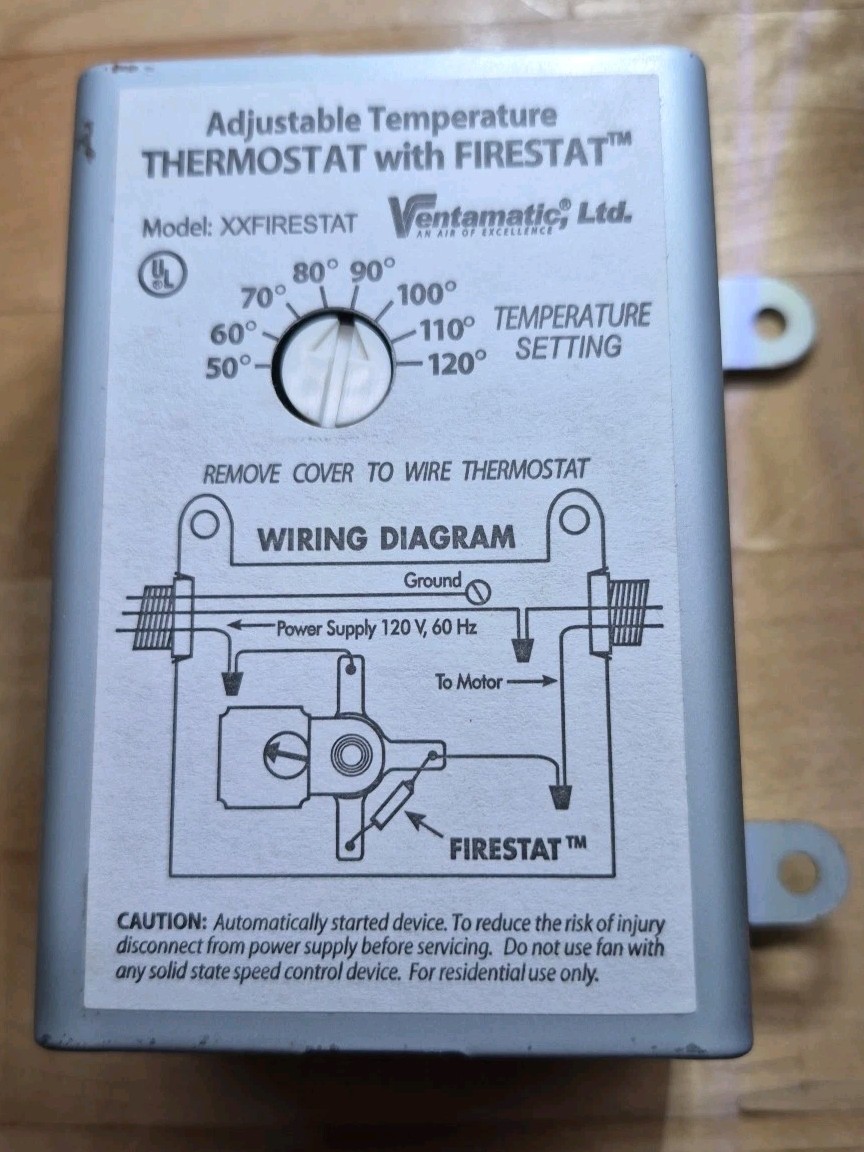 Xxfirestat 10amp Adjustable Programmable Thermostat For Power Attic Ventilator