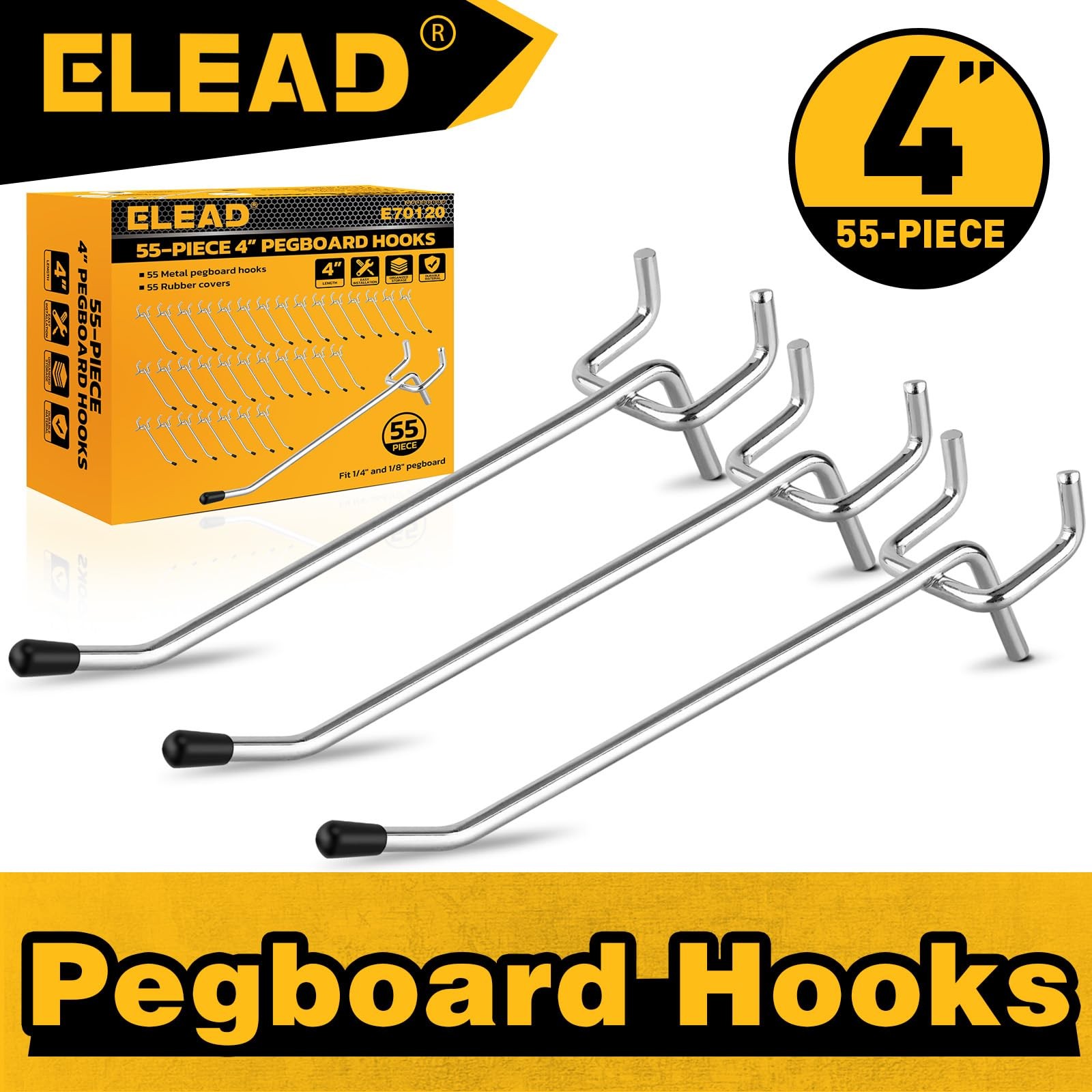 55-Piece 4 Inch Pegboard Hooks Heavy Duty Peg Board Organizer Accessories Peg...