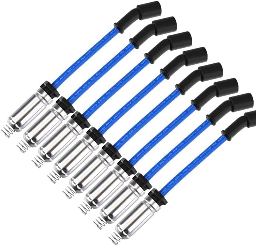 10.2mm Racing Spark Plug Wires Blue Fits GM Gen V V8 LT1 L8T Silverado Sierra 14