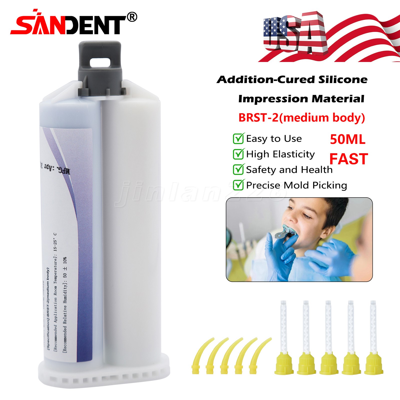 Medium & Fast Set Impression Material 50mL+Tip