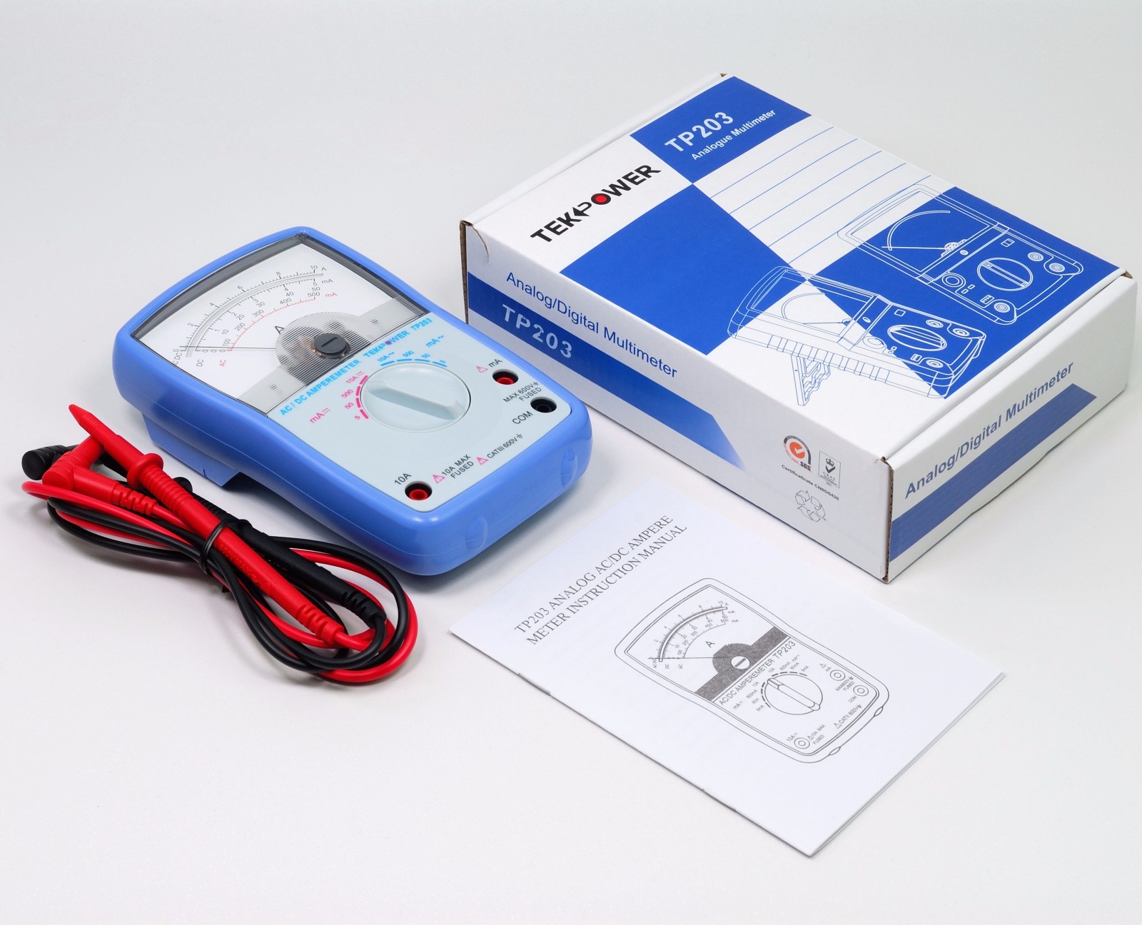 TekPower TP203 Analogue Amp meter 10A AC DC Current Meter Tester