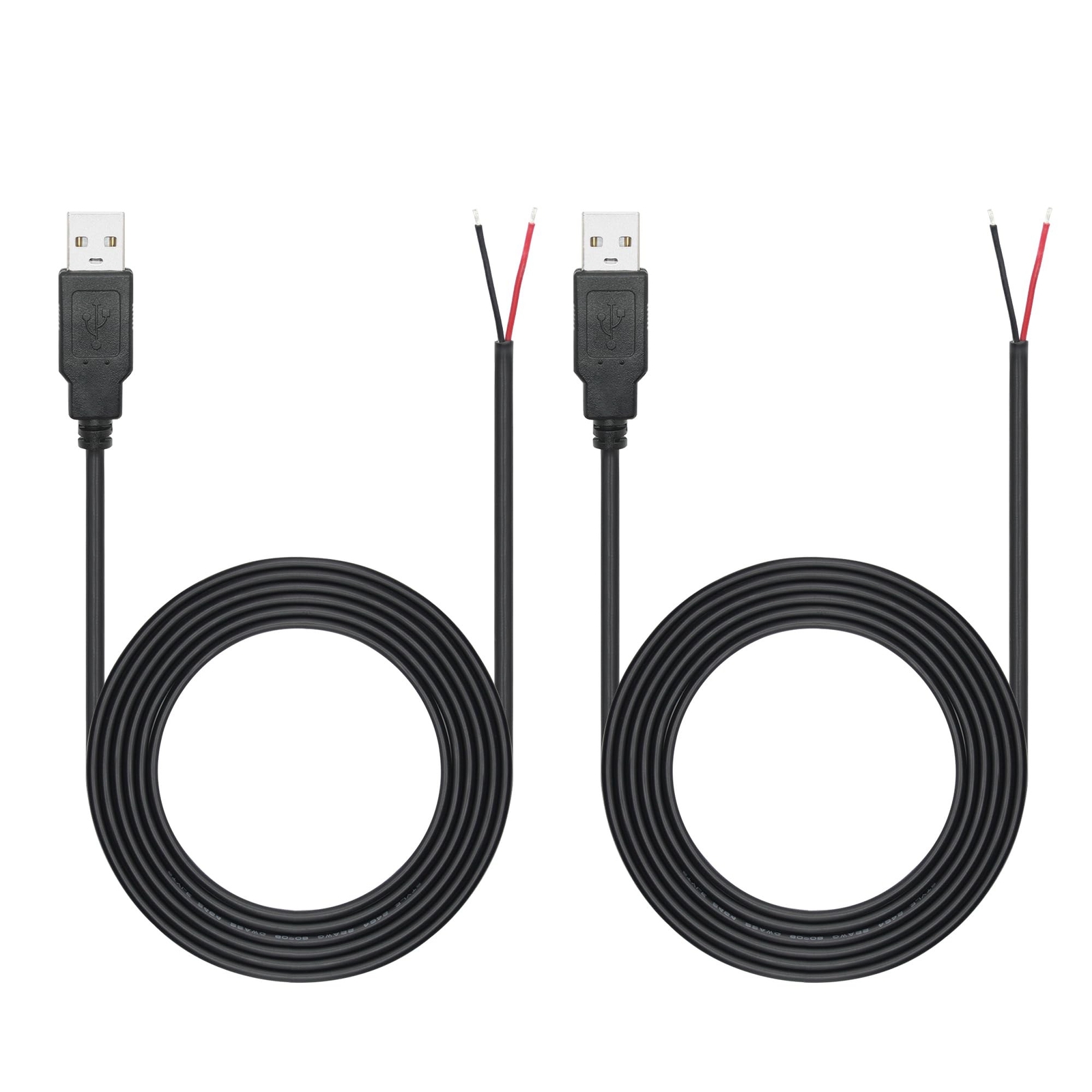 6FT USB A Male Plug 2 Pin Bare Wire, USB 2.0 A Male Pigtail Open End Power Ca...