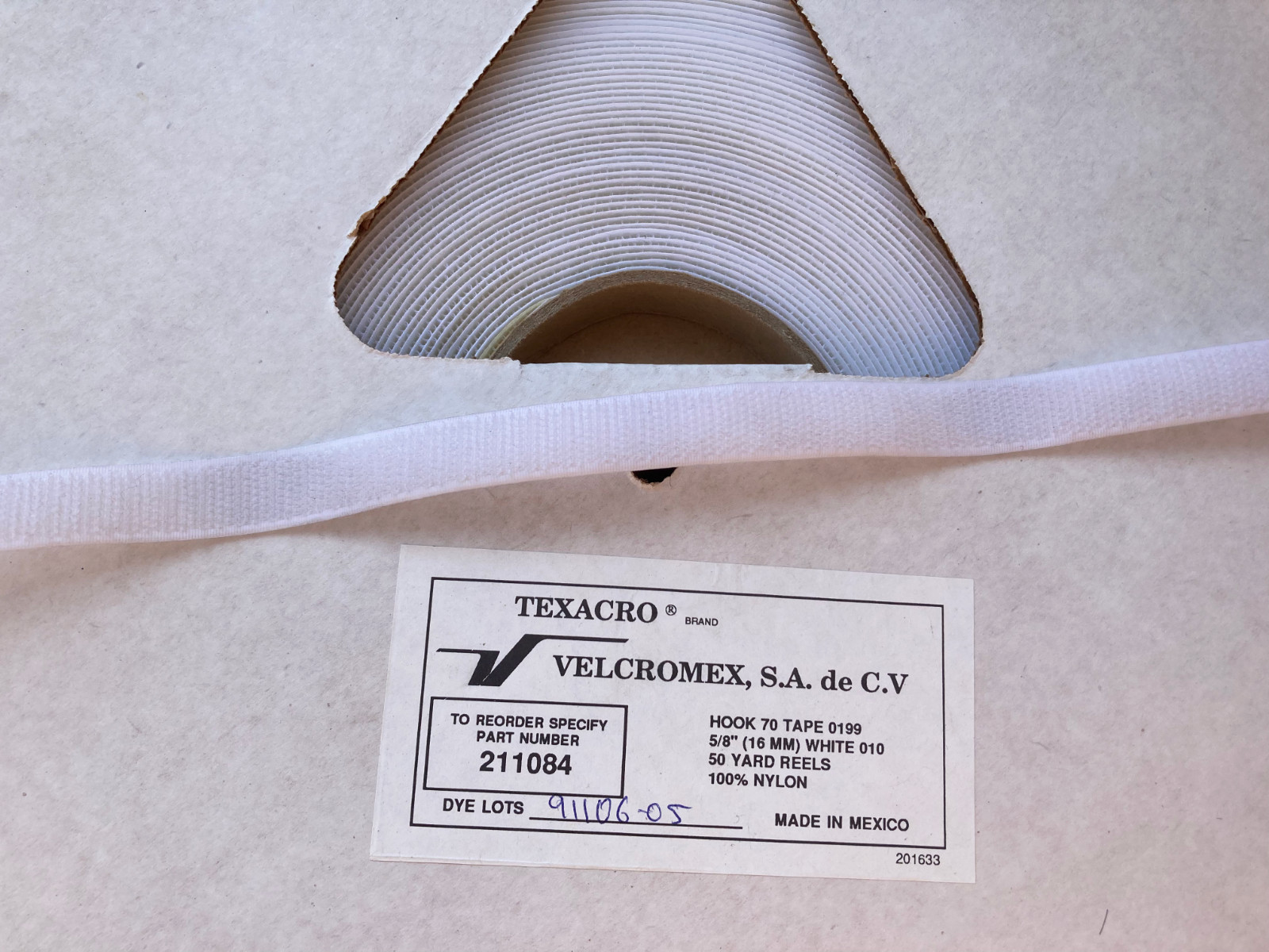 Sew on Fastener HOOK ONLY - WHITE - 300 YARDS (6 ROLL x 50 YARDS)