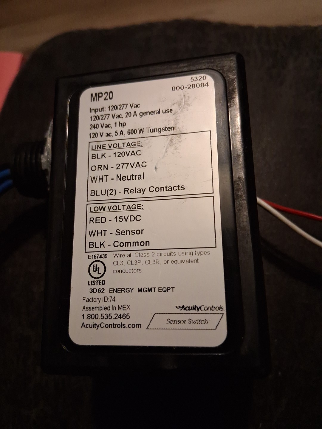 Acuity Controls / Sensor Switch MP20 120/277 VAC Mini Power Pack