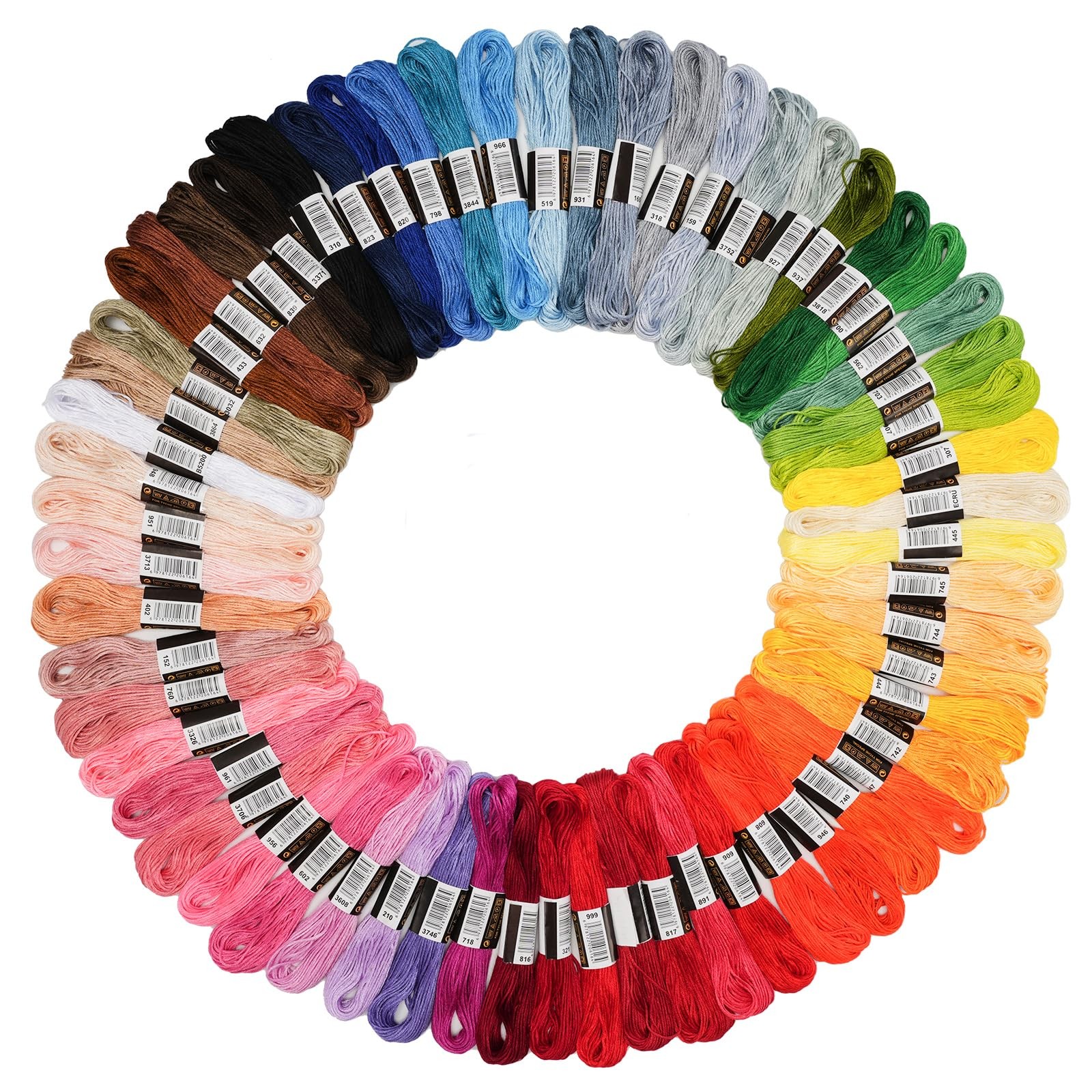 70 Skeins Rainbow Color Embroidery Floss Friendship Bracelet String Cross Sti...