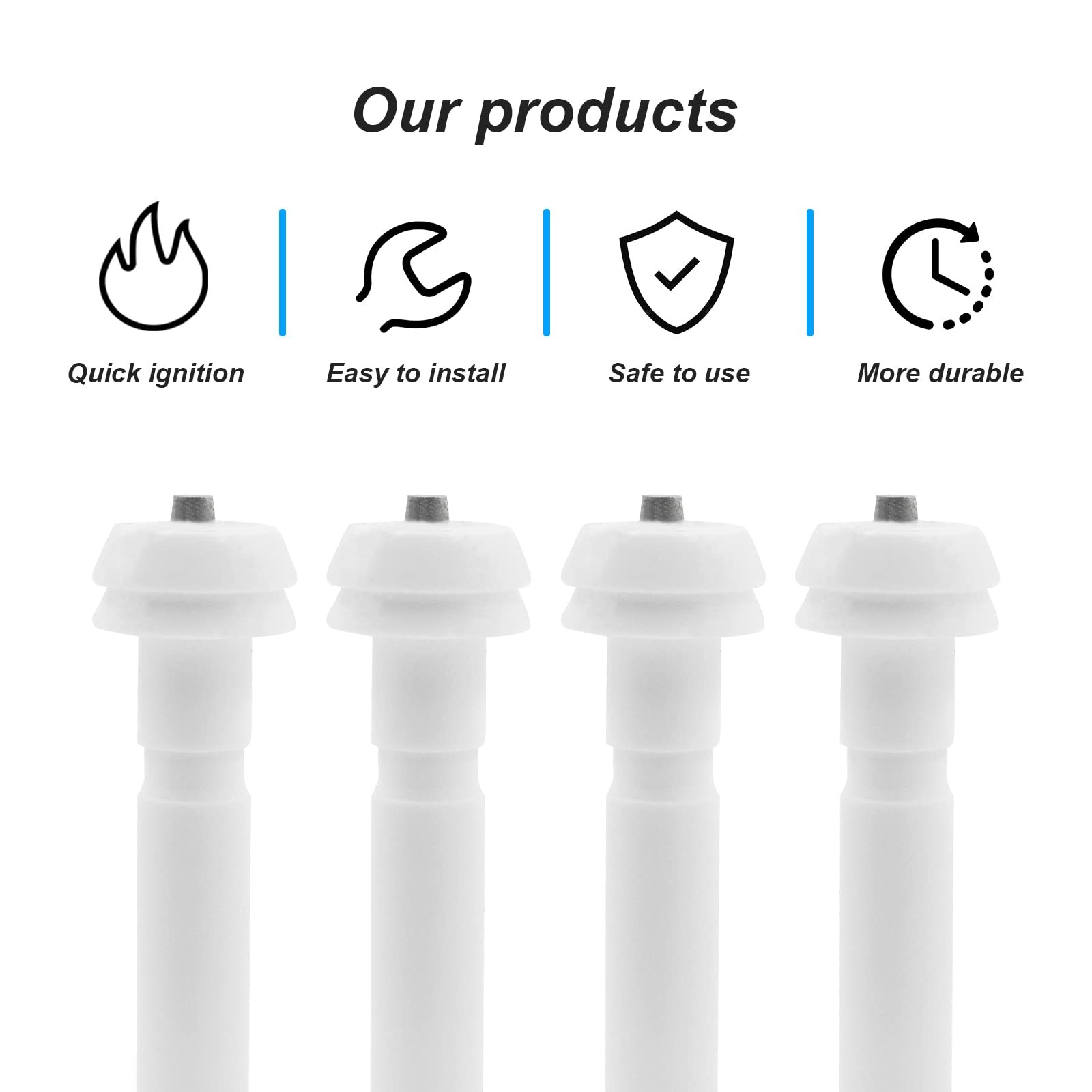 4 Pack Premium Gas Range Oven Spark Electrode Igniter Replacement for White