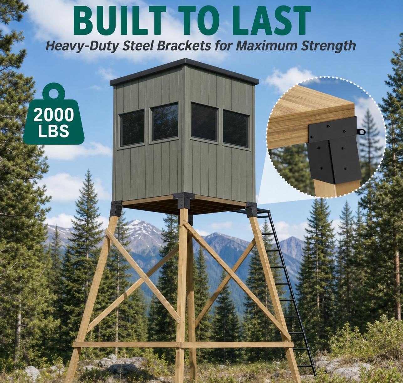 4 Pack Deer Stand Brackets 4x4 Elevator Hunting Platform Tree House Supports