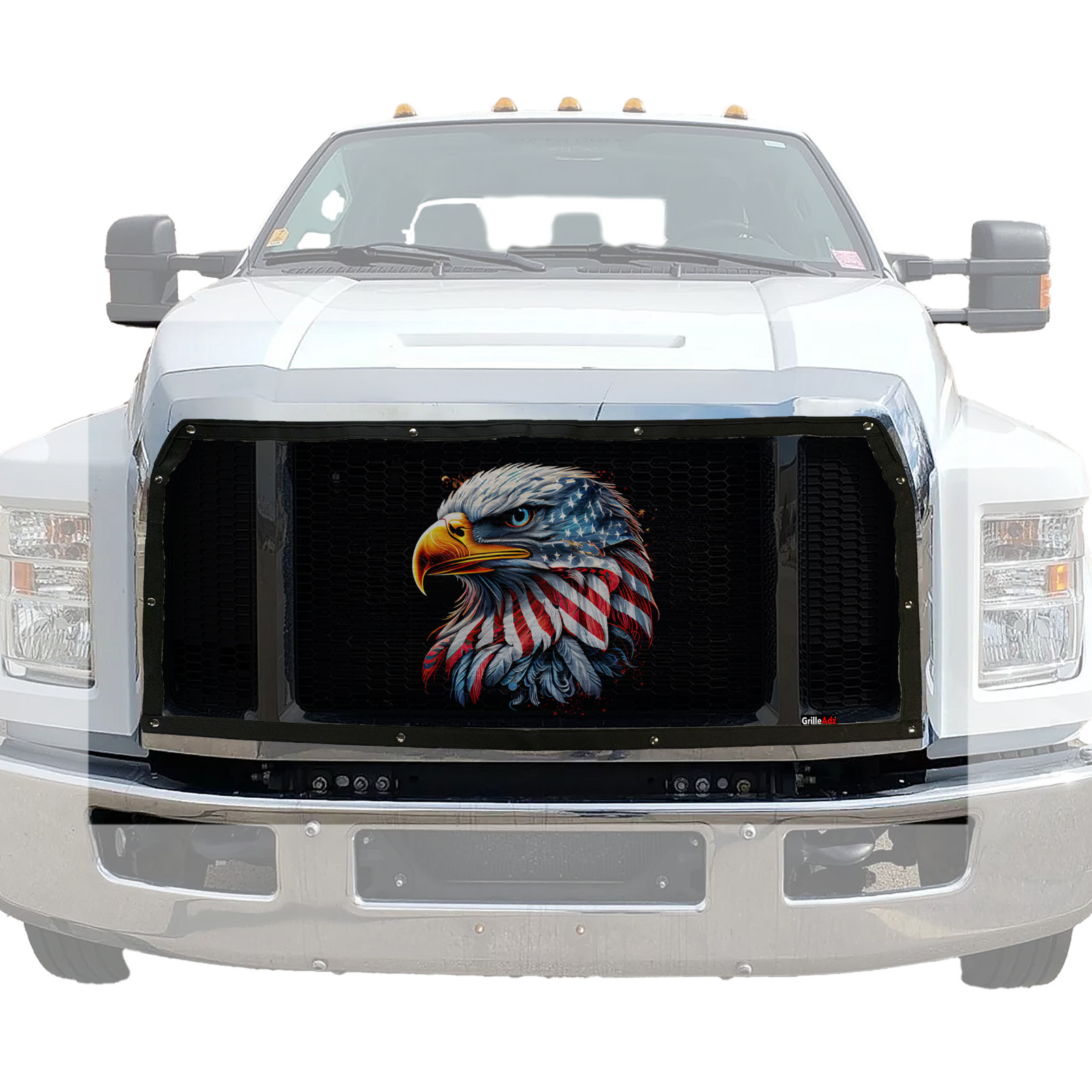 GrilleAdz Patriotic Eagle Flag Bugscreen for 2016-2025 Ford F-650 & F-750 (1625)