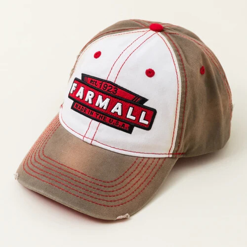 McCormick FARMALL IH *BROWN & WHITE* Distressed Look CAP HAT *NEW w/TAG*
