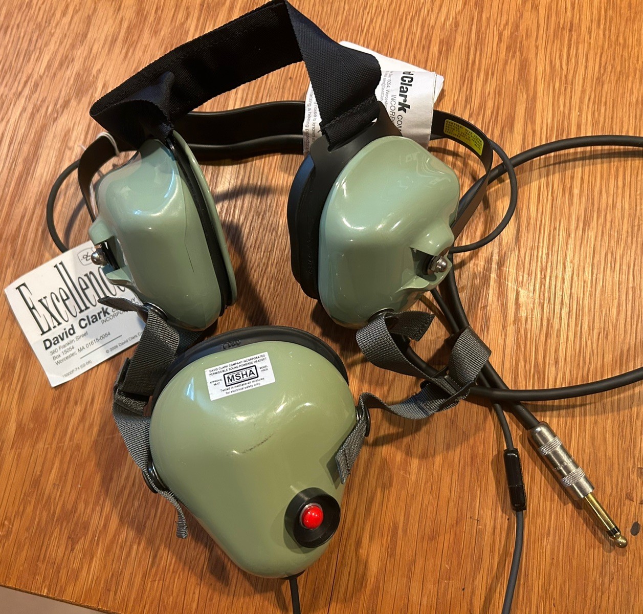 David Clark 19300P-54 Model H5020 Voice Powered Headset W/ 16822G-03 50’ Cord