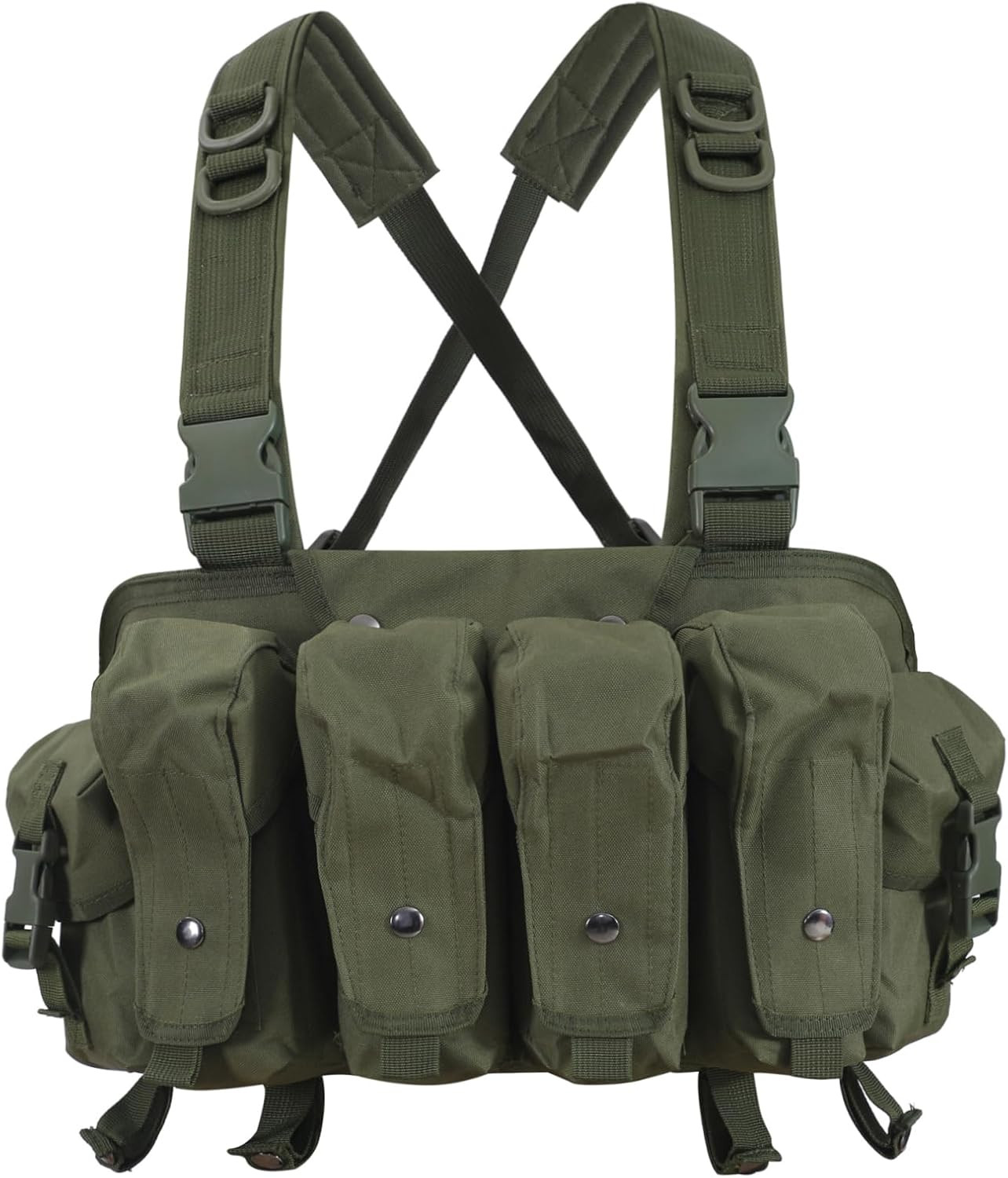 7-Pocket Tactical Chest Rig Vest – Adjustable Harness with Mag Pouches for Men &