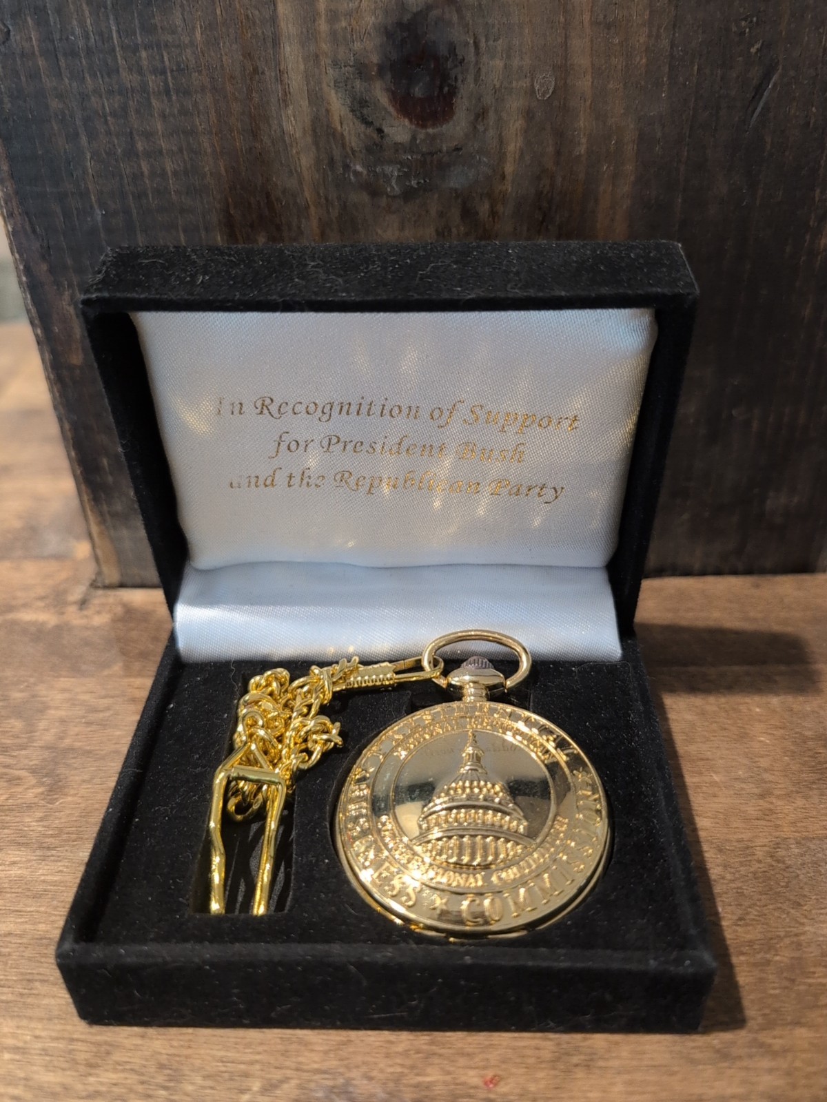 President George W. Bush Pocket Watch Nat'l Republican Congressional Gold Tone