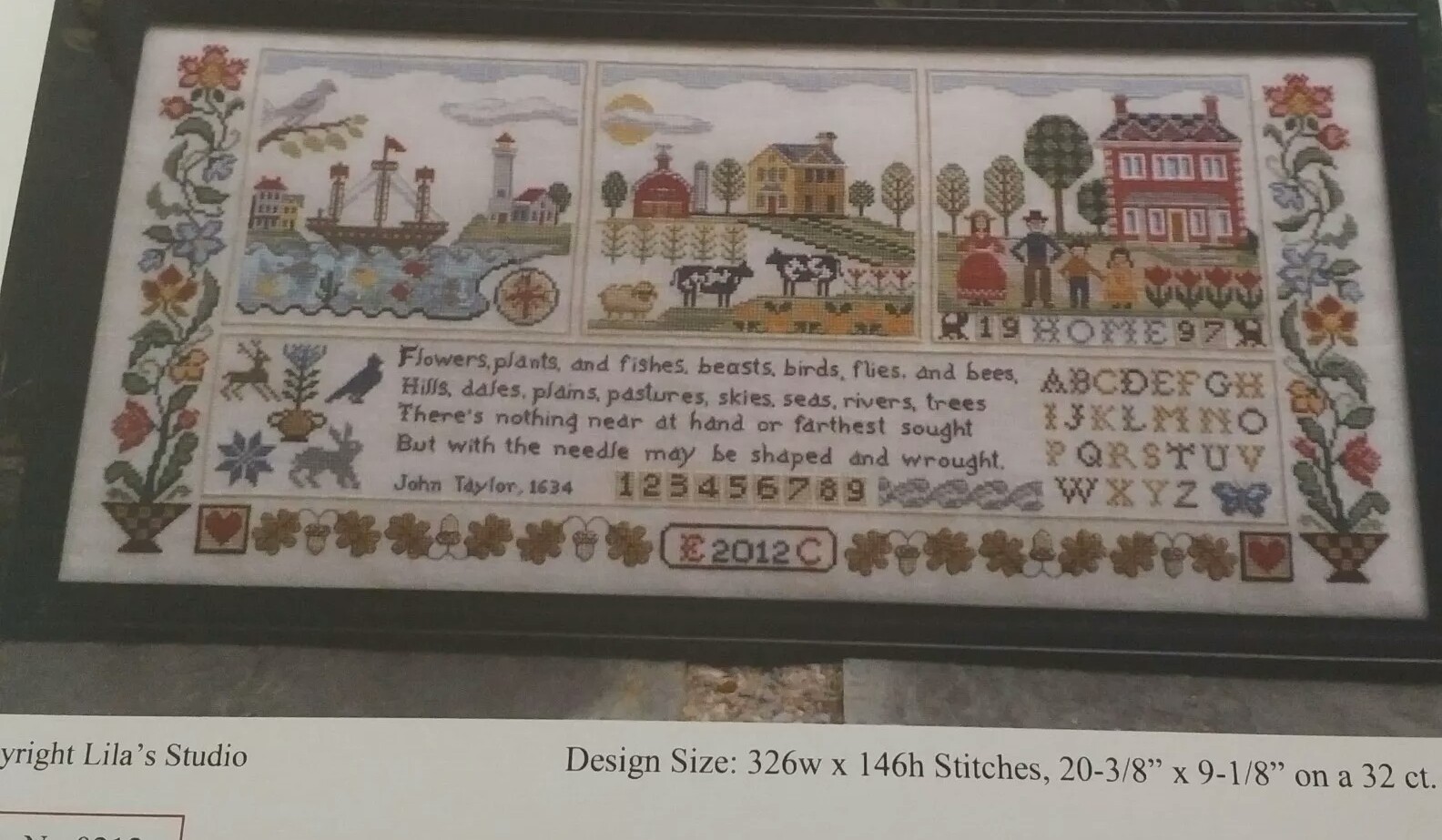 WITH THE NEEDLE CROSS STITCH SAMPLER CHART LILA'S STUDIO